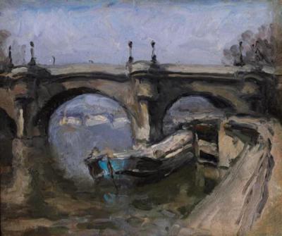 Ponte e chiatta sulla Senna