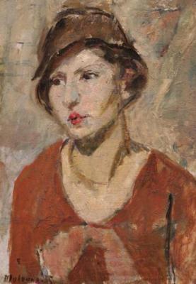 Ritratto di donna con cappello marrone