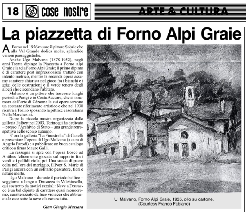 Rassegna stampa sulla mostra - Ugo Malvano (1878-1952)